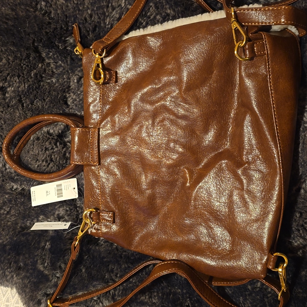 Anthropologie Cream and Brown Tote Bag - Picture 3 of 7